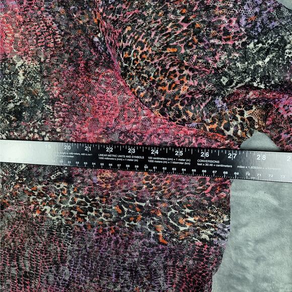 Womens Top 3X Cheetah Lace Whimsygoth Sheer Fairy Grunge Patchwork Button‎ Down - Picture 5 of 8